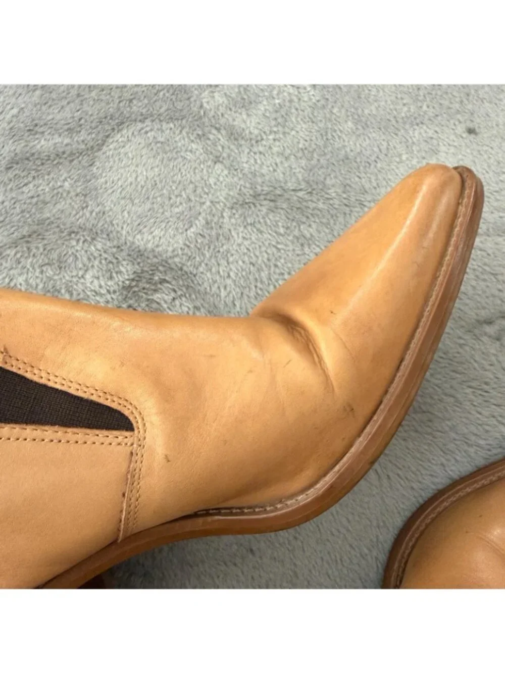 Vintage 90s Y2K Bongo Tan Leather Pointed Toe Boots Booties 10 Western